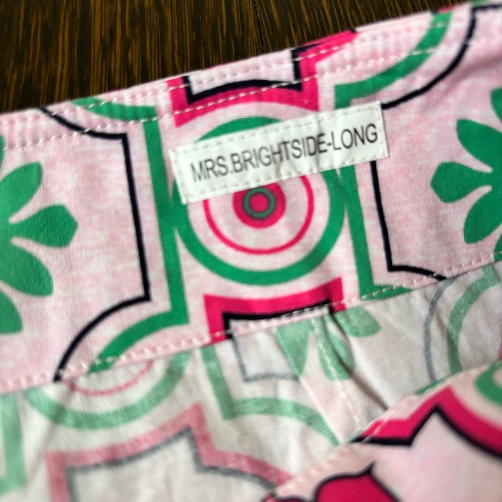 olftini womens golf skirt Mrs Bright side Long Size 6L Pink Green Pockets - Picture 8 of 8
